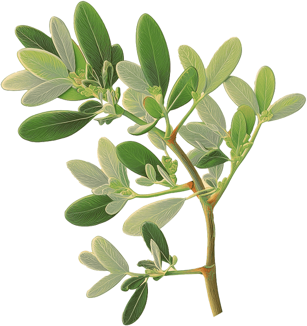 Decorative leaf image on the left